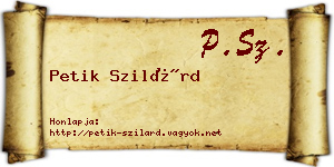 Petik Szilárd névjegykártya