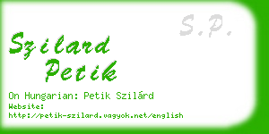 szilard petik business card